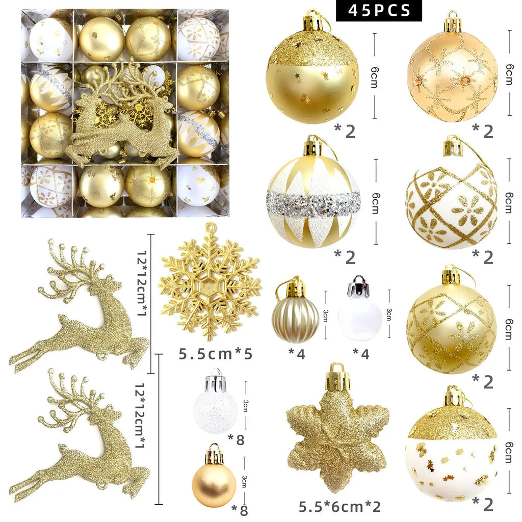 Conjunto de Enfeites de natal para Árvore - Bolas Decorativas Elegantes