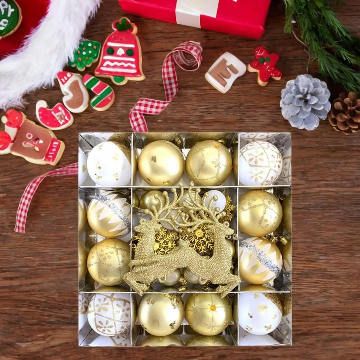 Conjunto de Enfeites de natal para Árvore - Bolas Decorativas Elegantes