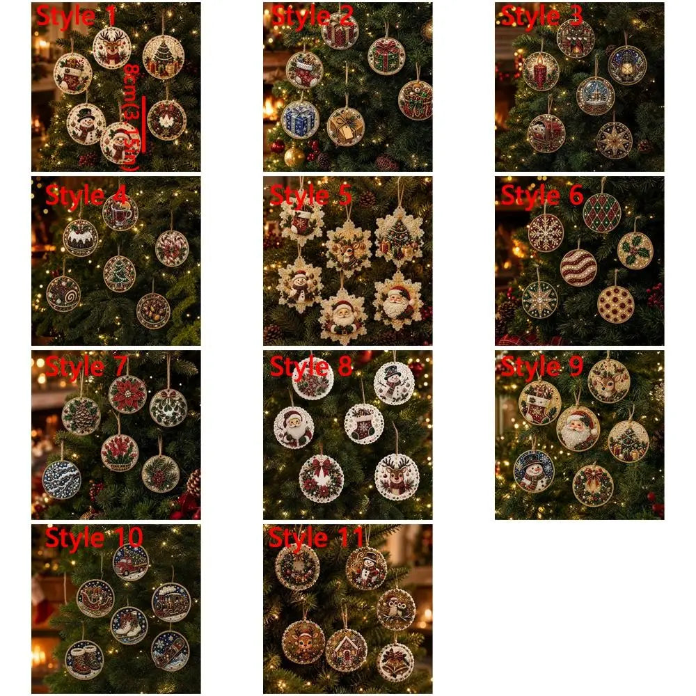Conjunto de 6 Ornamentos de Natal DIY - Pintura de Diamantes