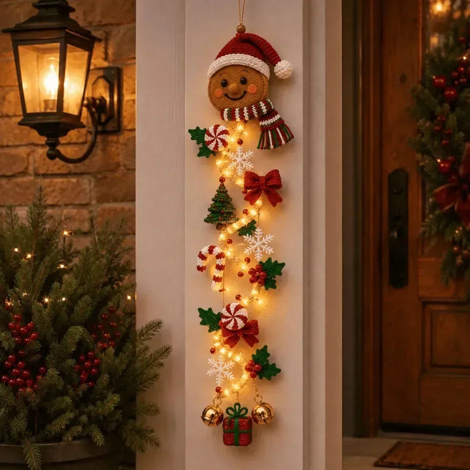 Pendente de Porta de Natal em Croché - Decoração Festiva com Pai Natal