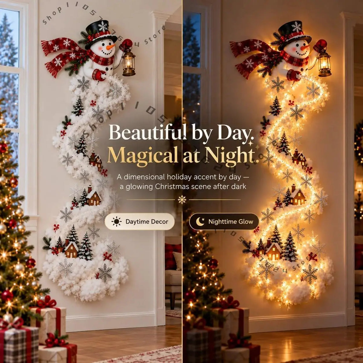 Decoração de Natal LED 3D - Árvore luminosa de Parede