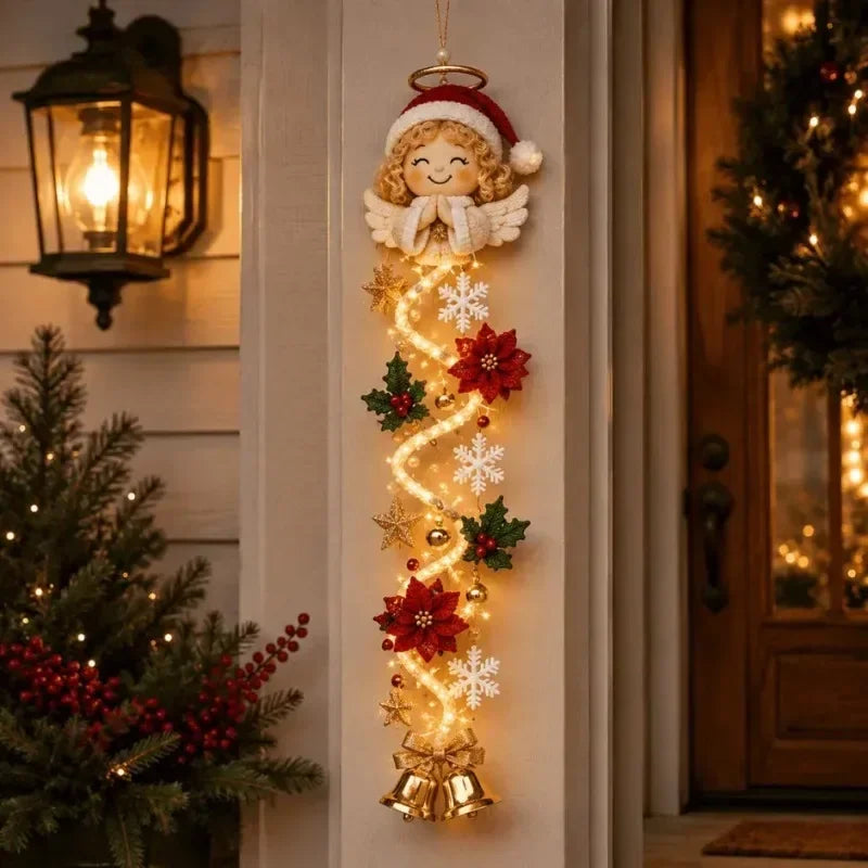 Pendente de Porta de Natal em Croché - Decoração Festiva com Pai Natal