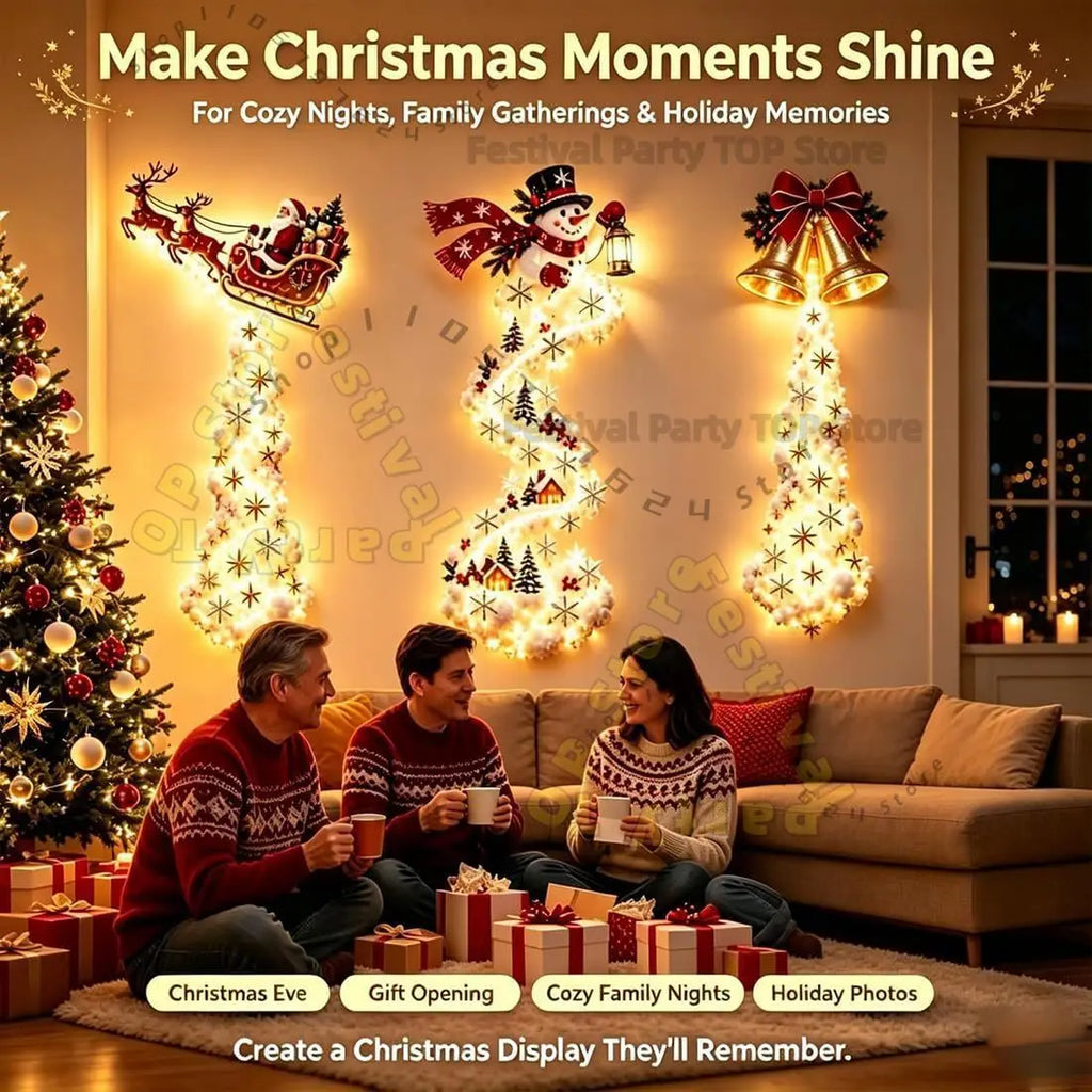 Decoração de Natal LED 3D - Árvore luminosa de Parede