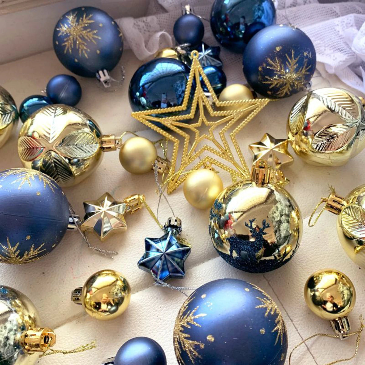 Conjunto de Enfeites de natal para Árvore - Bolas Decorativas Elegantes