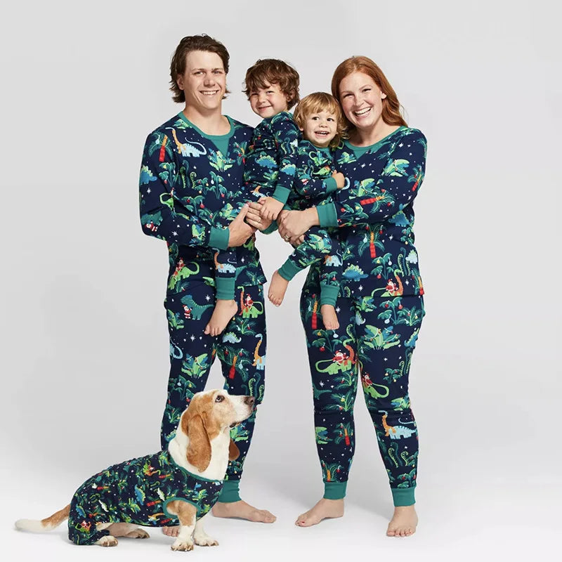 Pijamas de Natal de Dinossauros para Toda Familia