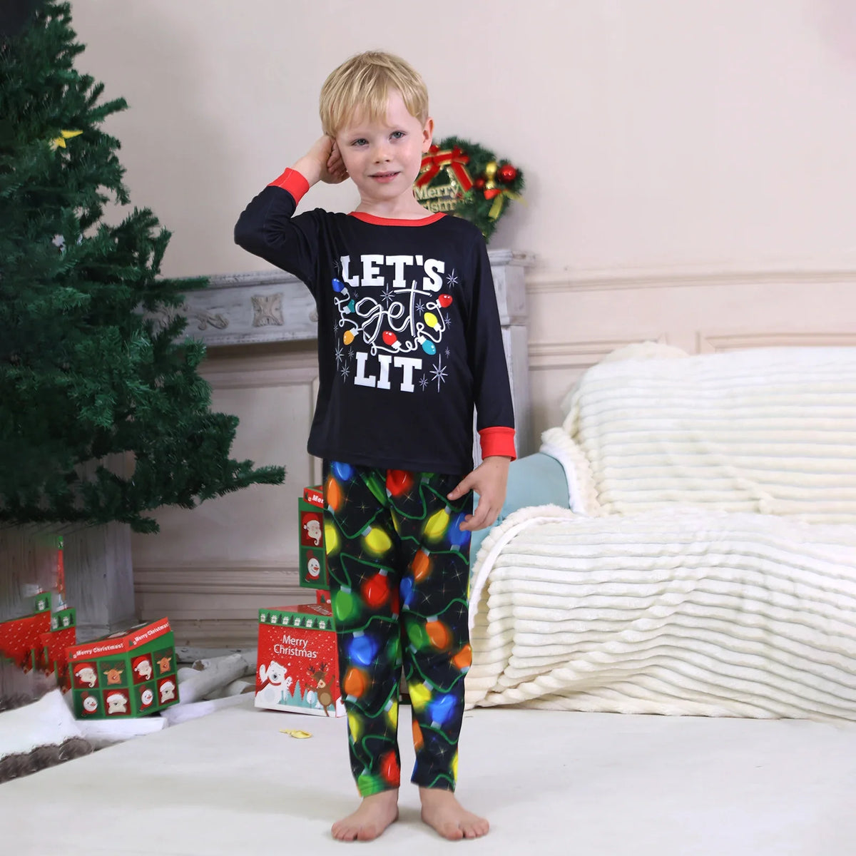 Pijamas de Natal Combinados para Toda  A Familia - Adultos, Crianças e Bebés