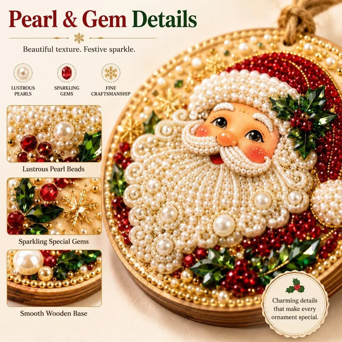 Kit DIY de Ornamentos de Natal em Madeira – Pintura de Diamantes