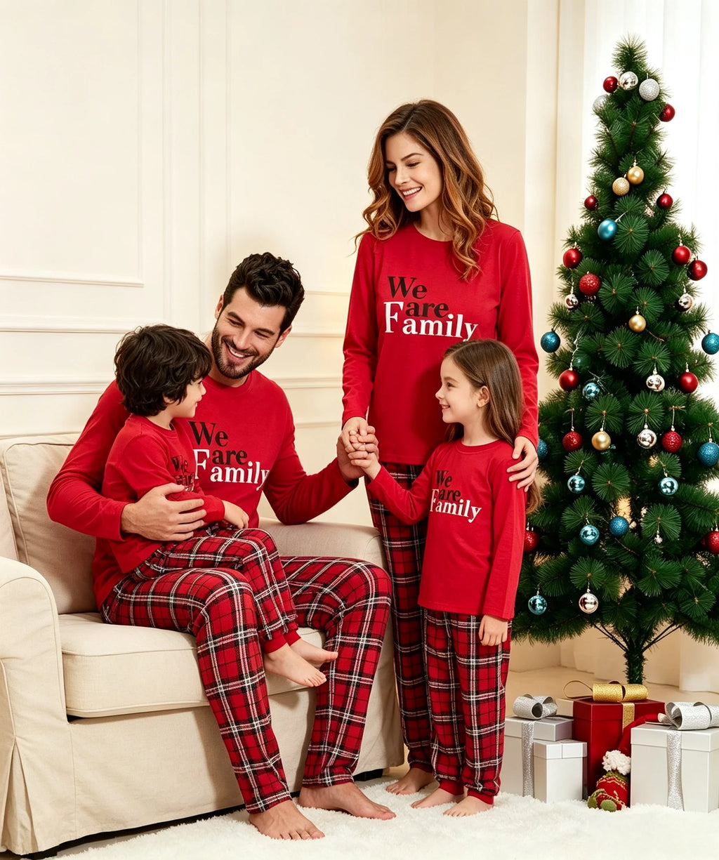 Pijamas de Natal a Combinar para toda a Familia - Estampado Xadrez Vermelho