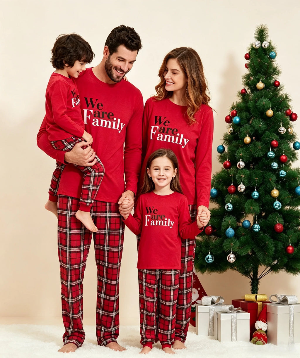 Pijamas de Natal a Combinar para toda a Familia - Estampado Xadrez Vermelho