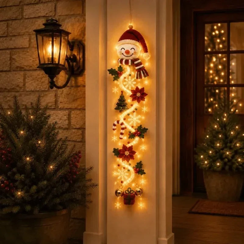 Pendente de Porta de Natal em Croché - Decoração Festiva com Pai Natal