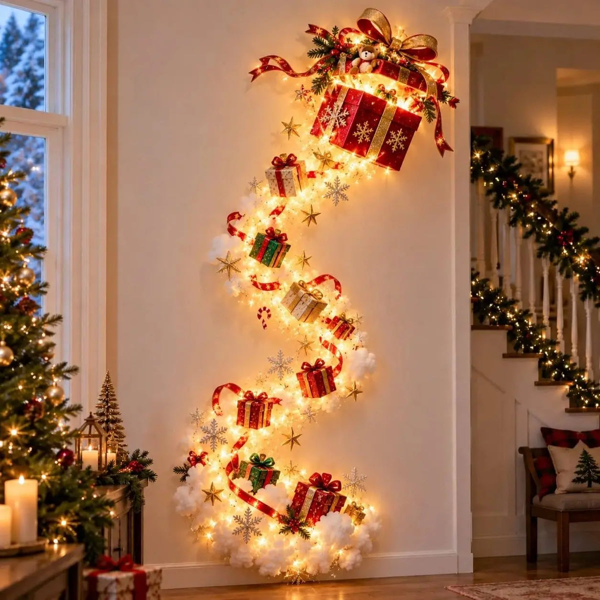 Decoração de Natal LED 3D - Árvore luminosa de Parede
