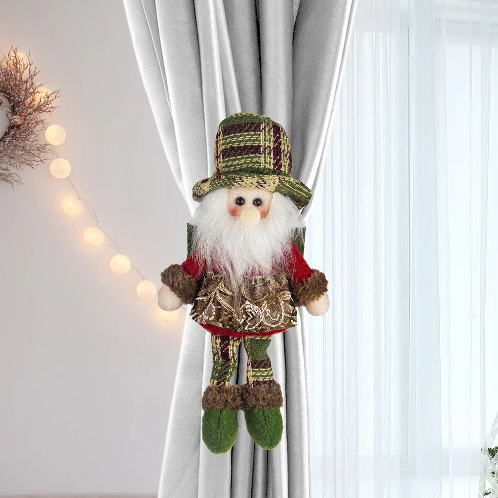 Ganchos Decorativos de Natal para Cortinas - Boneco de Neve, Rena e Pai Natal