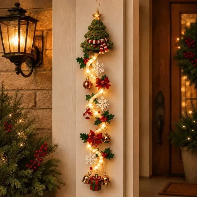 Pendente de Porta de Natal em Croché - Decoração Festiva com Pai Natal