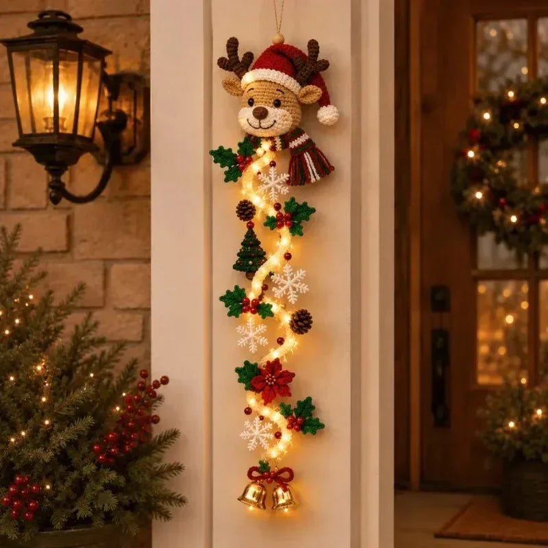 Pendente de Porta de Natal em Croché - Decoração Festiva com Pai Natal