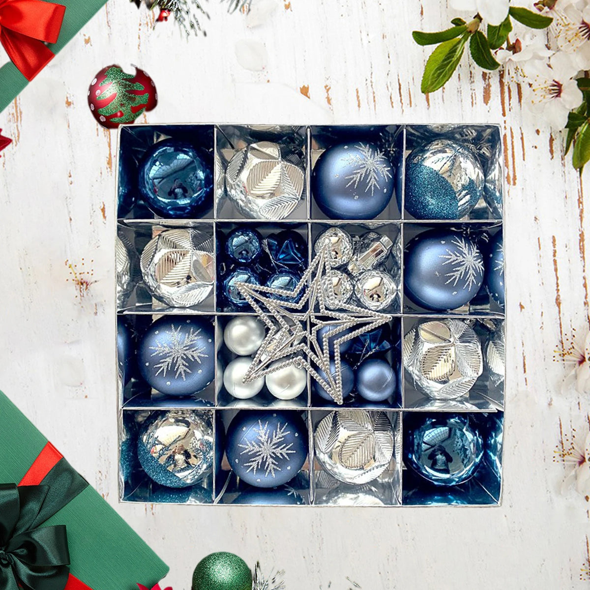 Conjunto de Enfeites de natal para Árvore - Bolas Decorativas Elegantes
