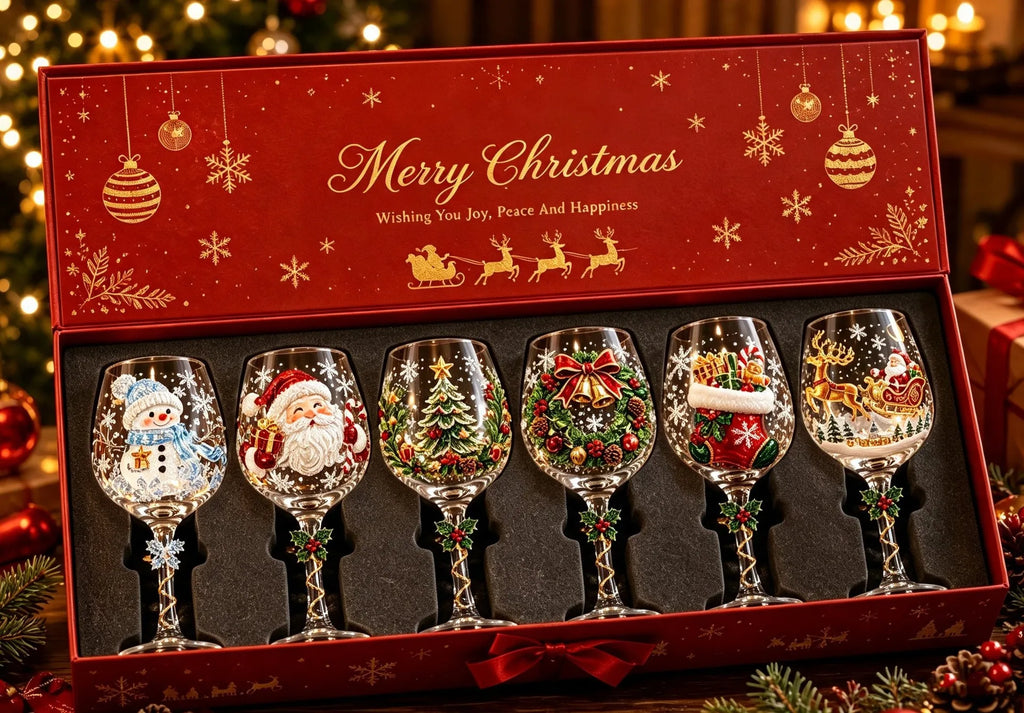 Conjunto de Copos Decorativos de Natal - Caixa de Oferta