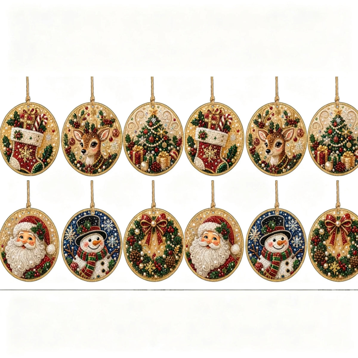 Conjunto de 6 Ornamentos de Natal DIY com Diamantes