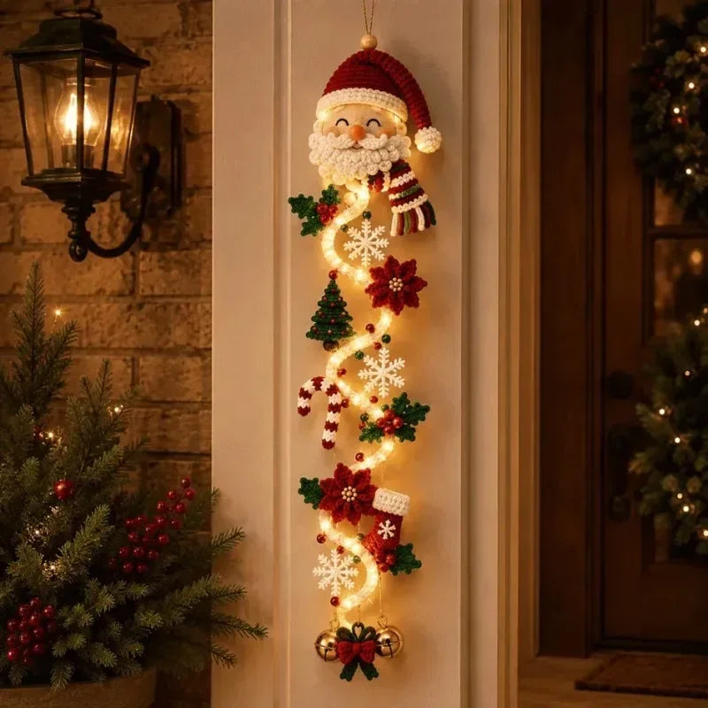 Pendente de Porta de Natal em Croché - Decoração Festiva com Pai Natal