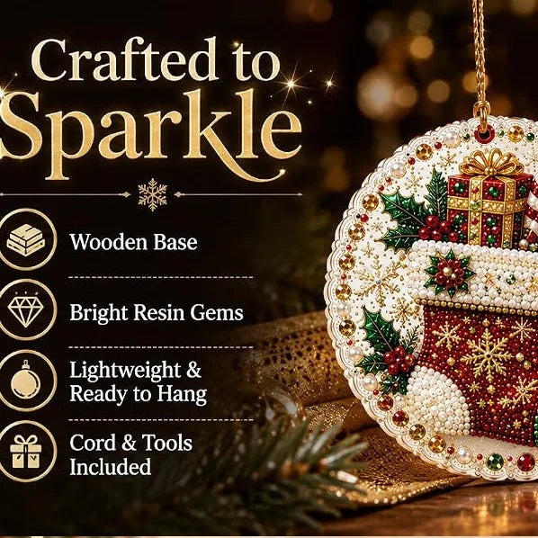 Conjunto de 6 Ornamentos de Natal DIY com Diamantes