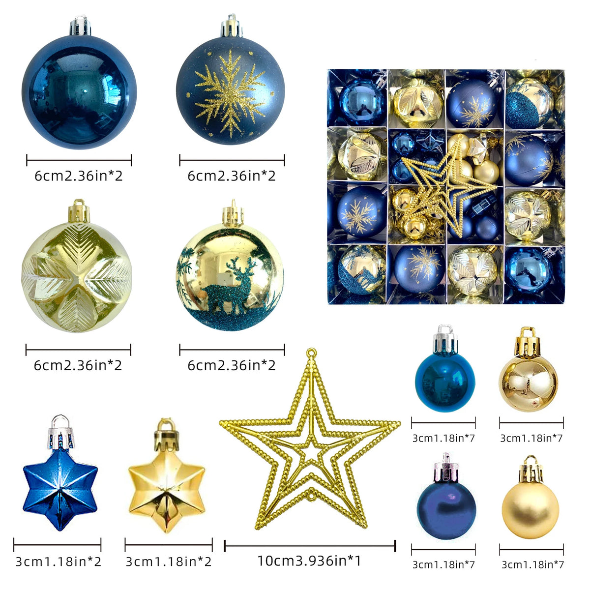 Conjunto de Enfeites de natal para Árvore - Bolas Decorativas Elegantes