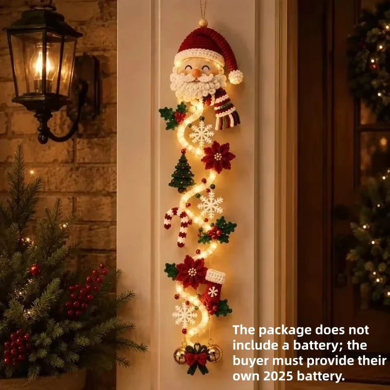 Pendente de Porta de Natal em Croché - Decoração Festiva com Pai Natal