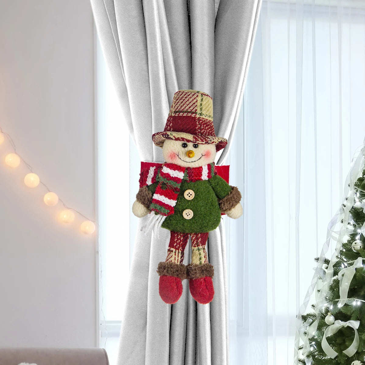 Ganchos Decorativos de Natal para Cortinas - Boneco de Neve, Rena e Pai Natal