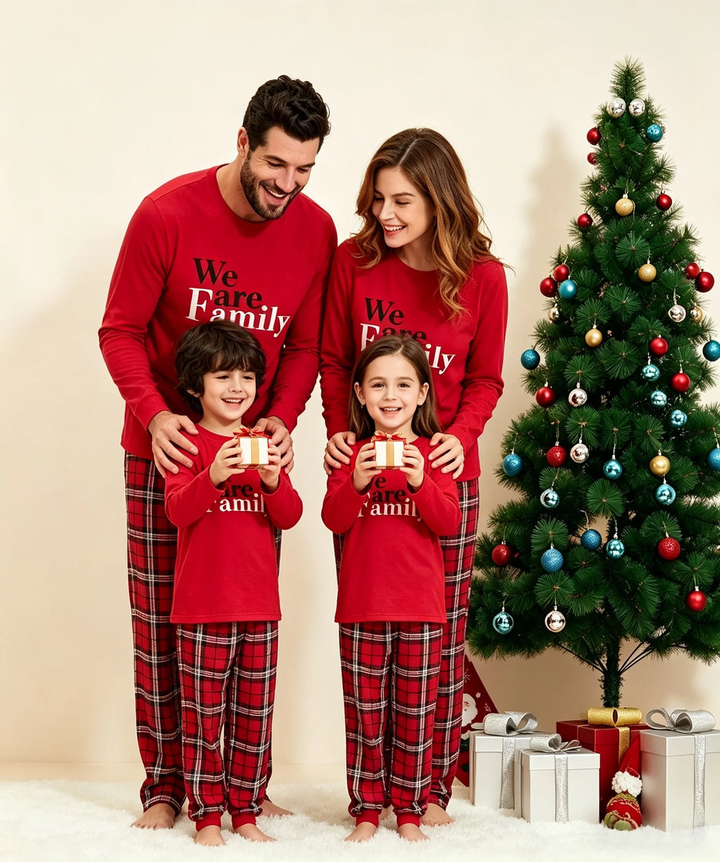 Pijamas de Natal a Combinar para toda a Familia - Estampado Xadrez Vermelho