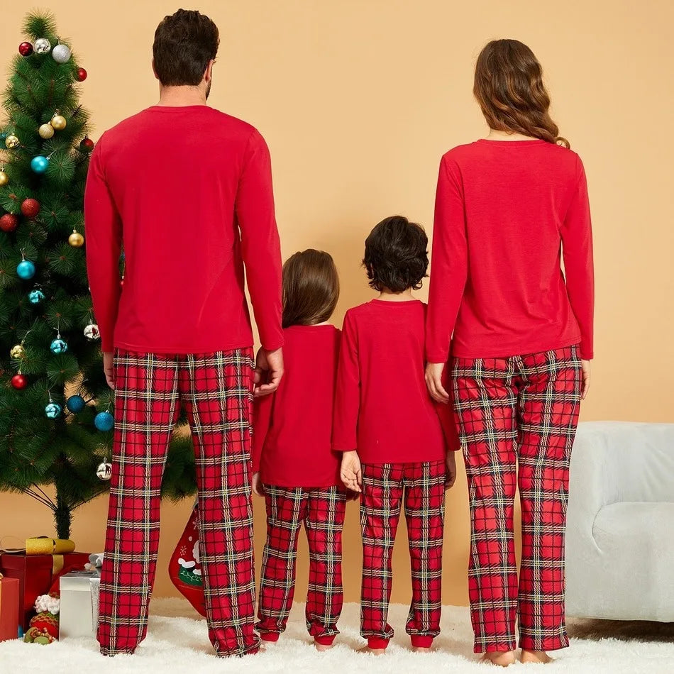 Pijamas de Natal a Combinar para toda a Familia - Estampado Xadrez Vermelho